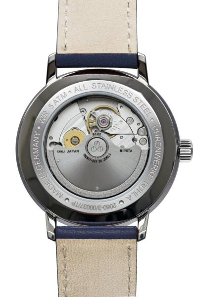 Bauhaus Herrenuhr Automatik mit Gangreserveanzeige und Lederarmband